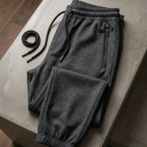 Charcoal Jersey Trousers For Men