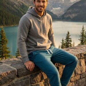 Navy Blue Fleece Trousers For Men