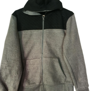 Grey & Black Panel Fleece Hoodies For Men
