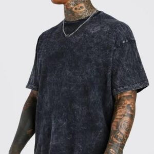 Acid Wash Oversized T-Shirt – DTF Back Print | Streetwear Cotton Tee