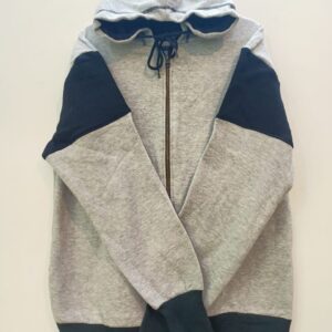 Grey & Black Panel Fleece Hoodies For Men