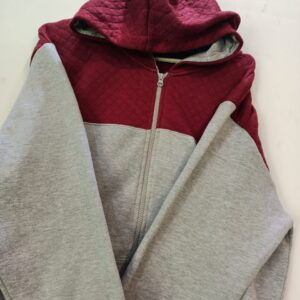 Grey & Red Panel Fleece Hoodies For Men