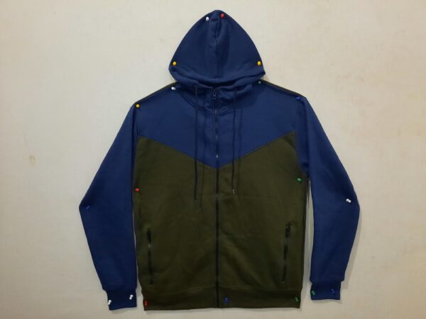 Green & Blue Fleece Hoodies For Men