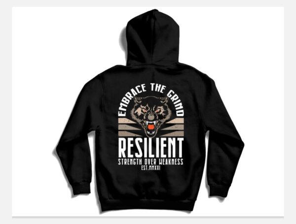 Black Printed Fleece Hoodies For Men - Image 2