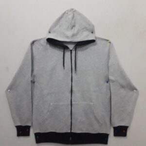 Grey Fleece Hoodies For Men with Black RIB