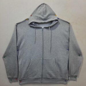Light Gray Zipper Hoodie For Men with Back Panel