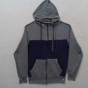 Charcoal and Black Fleece Hoodies For Men with Panel Design