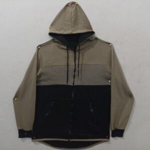Black and Skin Fleece Hoodies For Men with Panel Design