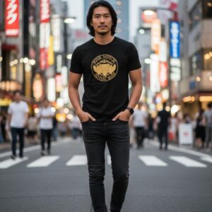 Premium Black Graphic T-Shirt – Posh Notch Golden Emblem | Factory Outlet Deal