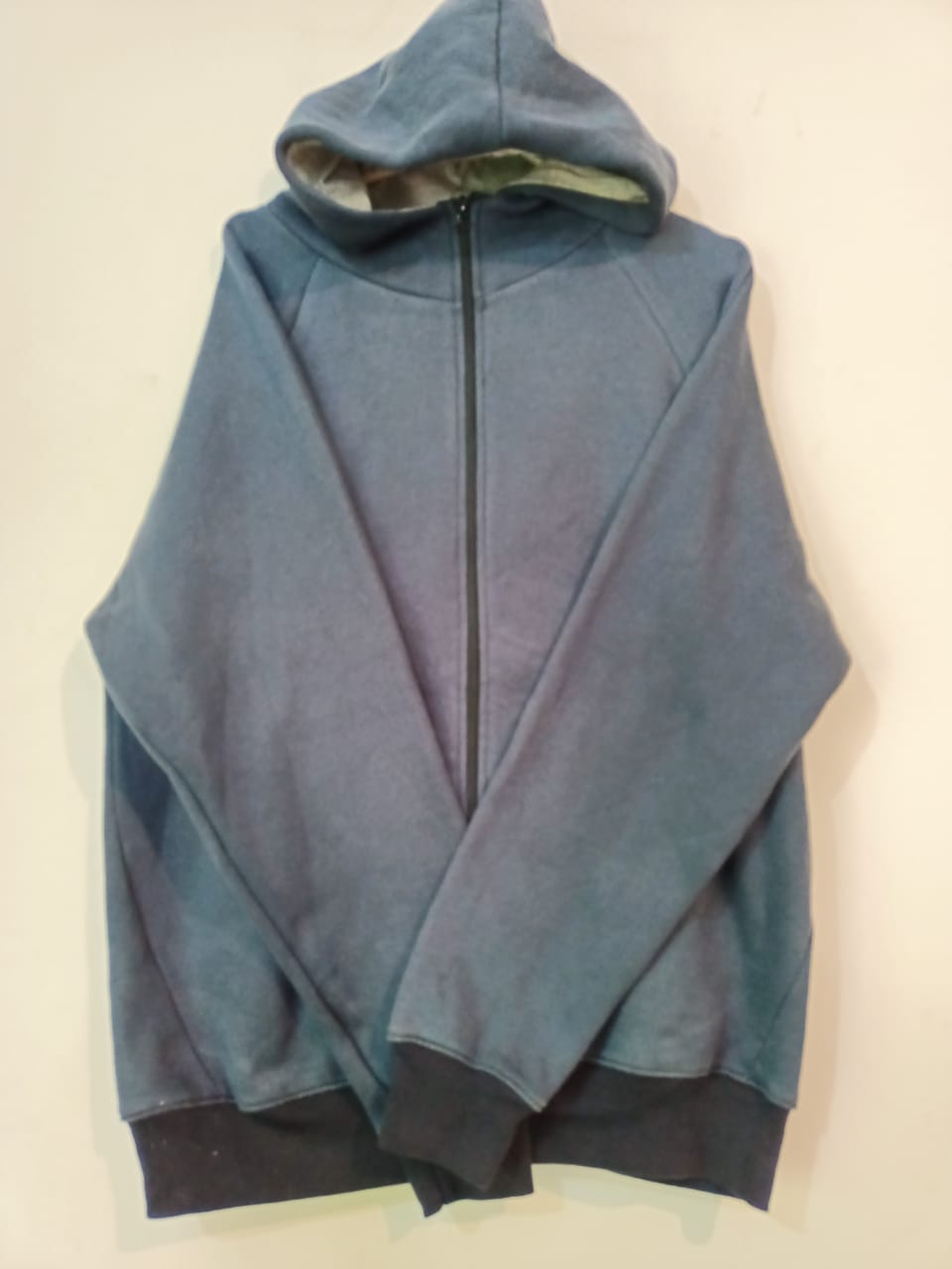 Blue Panel Zipper Hoodies For Men