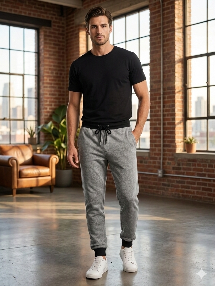 Light Gray Jersey Trousers For Men