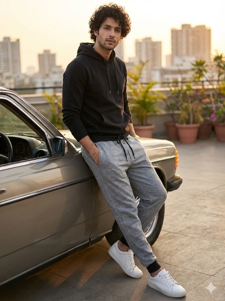 Light Gray Jersey Trousers For Men - Image 2