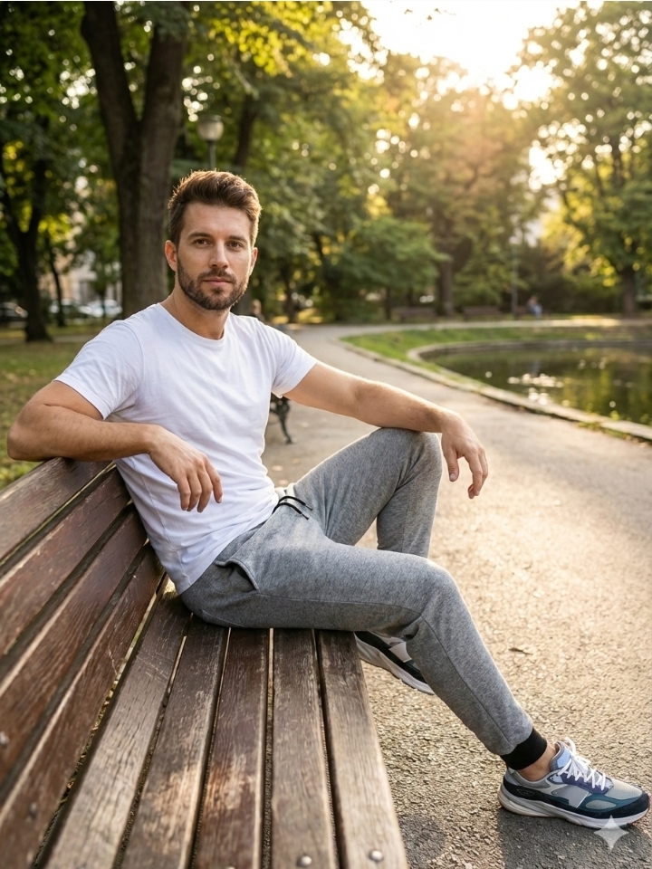 Light Gray Jersey Trousers For Men - Image 3