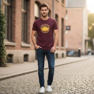 Maroon Graphic Printed Cotton T-Shirt – Premium Casual Wear