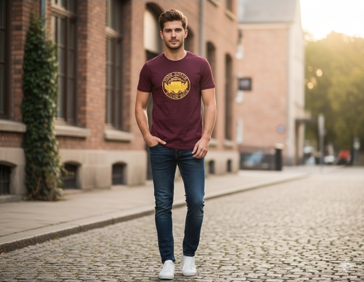 Maroon Graphic Printed Cotton T-Shirt – Premium Casual Wear