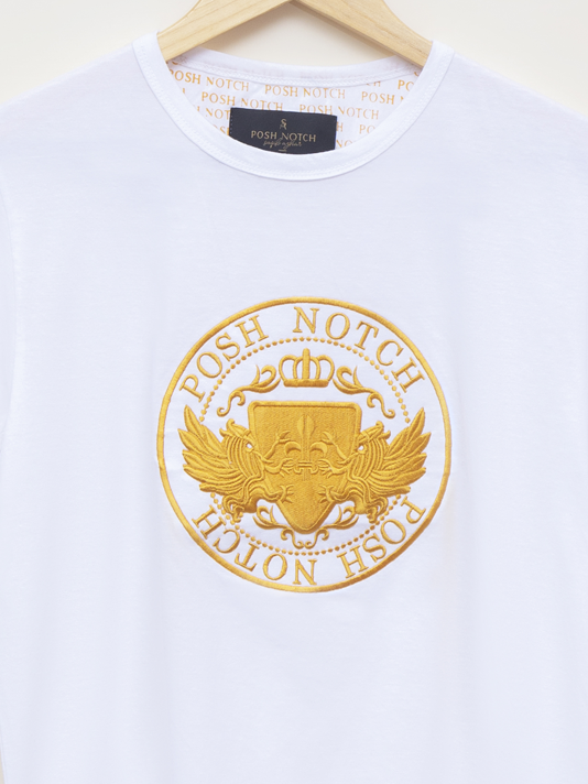 Premium White Graphic T-Shirt – Posh Notch Golden Emblem | Factory Outlet Deal - Image 6